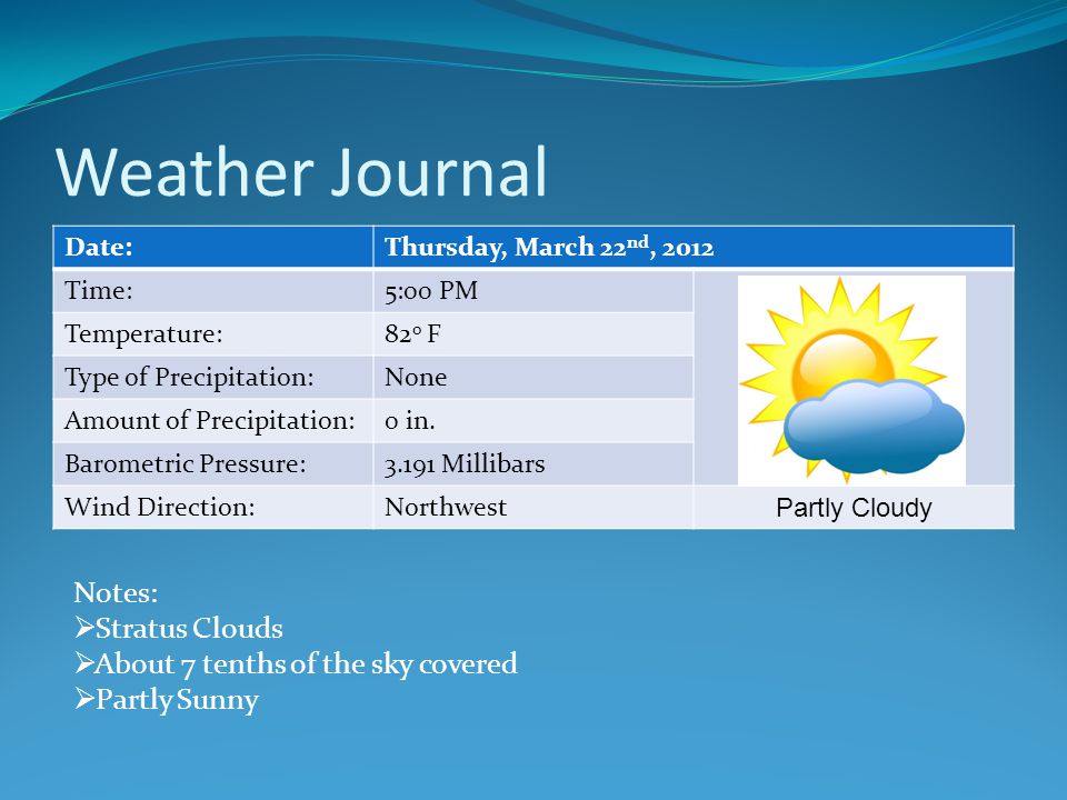 Weather Journal Notes: Stratus Clouds