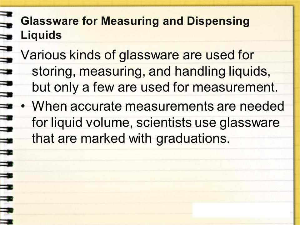 Glassware for Measuring and Dispensing Liquids