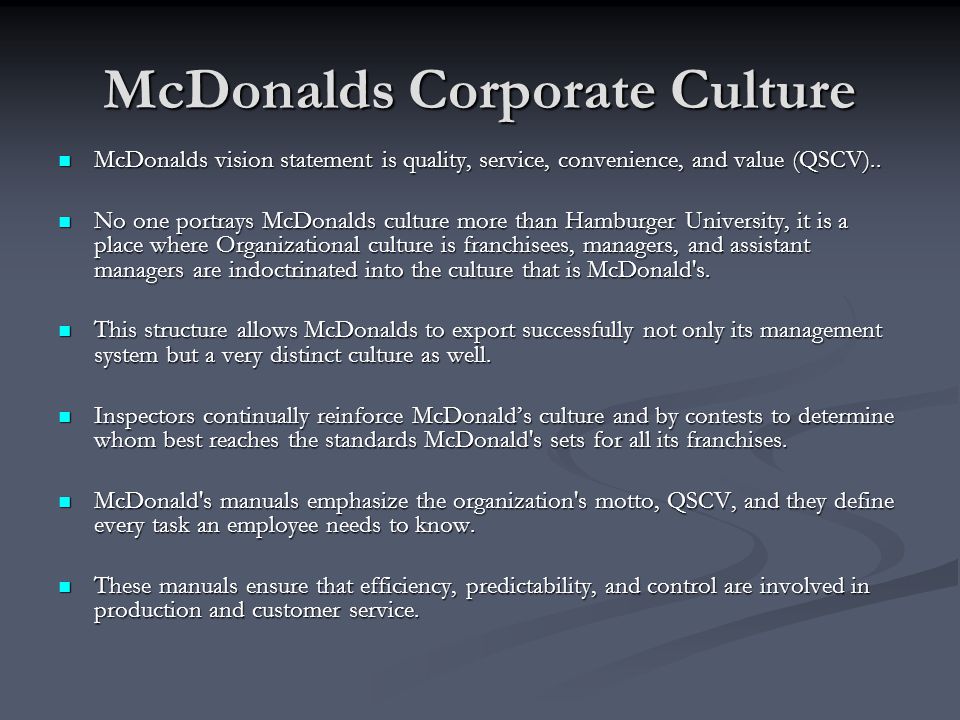 mcdonalds organisational culture case study