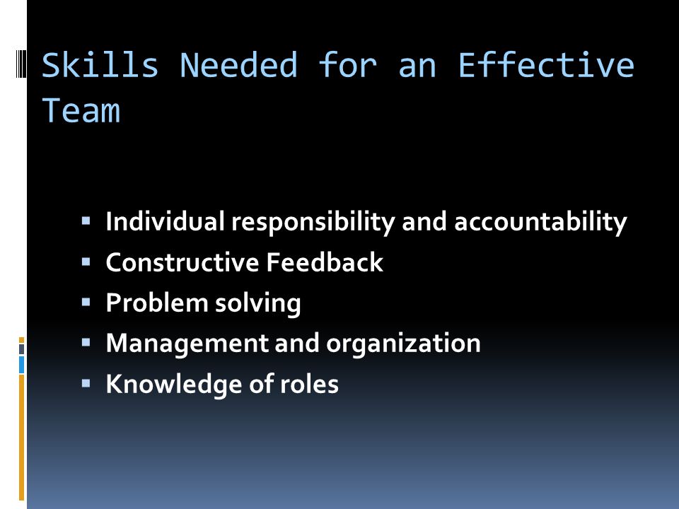 Skills Needed for an Effective Team