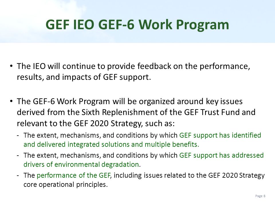 GEF IEO GEF-6 Work Program