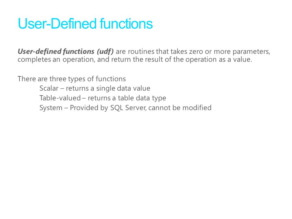 User-Defined functions