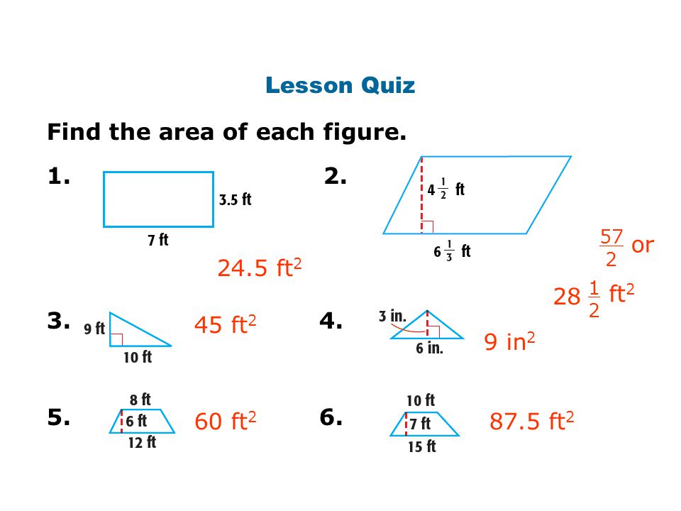 Find the area of each figure
