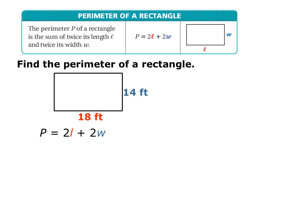 Find the perimeter of a rectangle.
