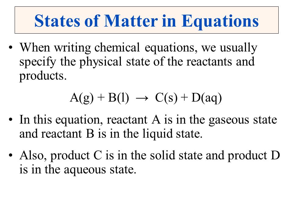States of Matter in Equations