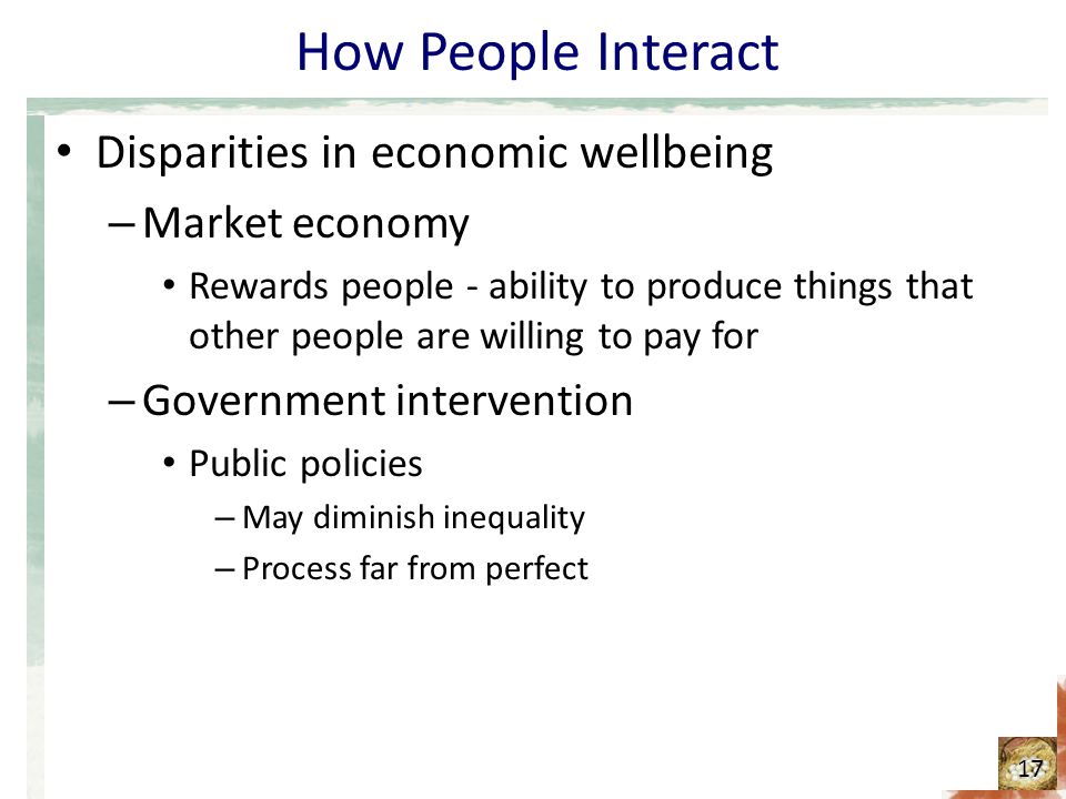 How People Interact Disparities in economic wellbeing Market economy