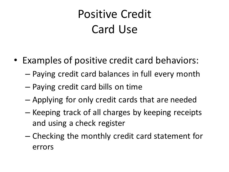 Positive Credit Card Use