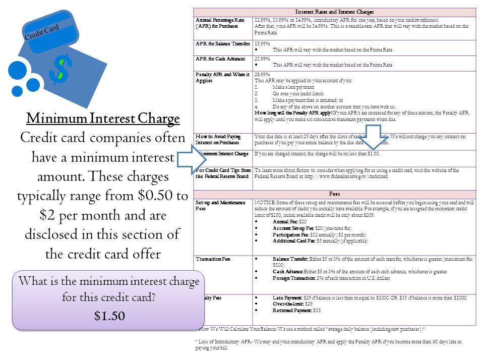 Interest Rates and Interest Charges Minimum Interest Charge