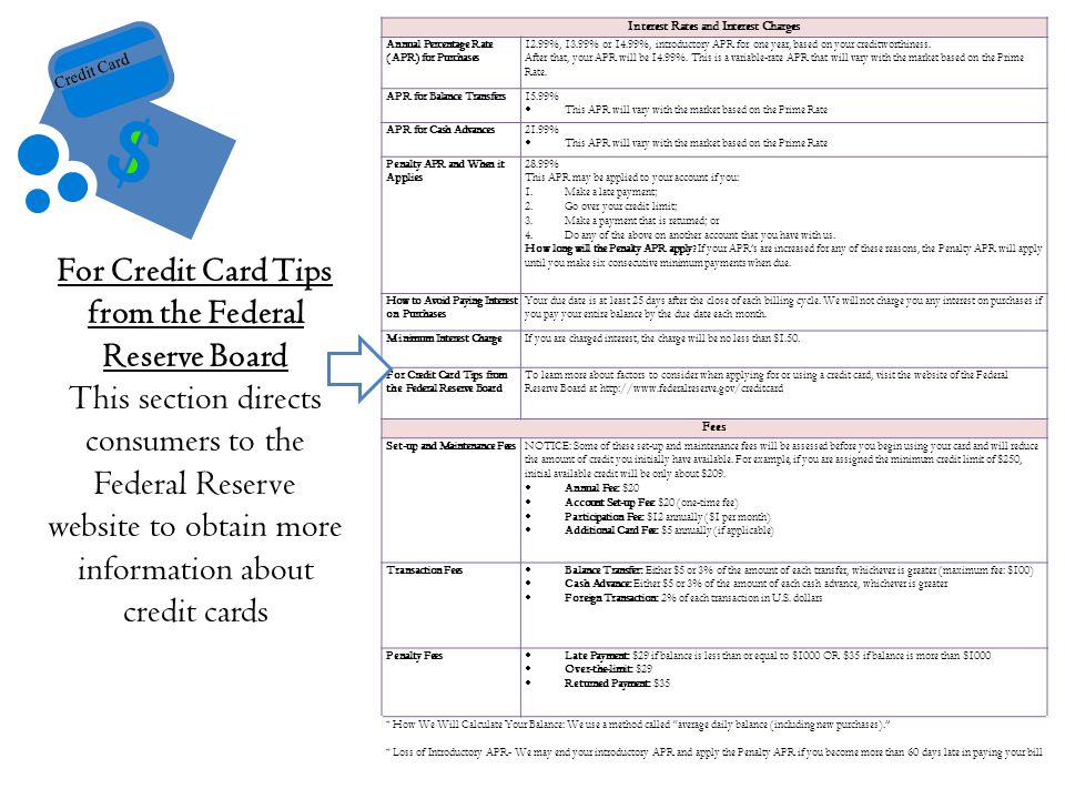 For Credit Card Tips from the Federal Reserve Board