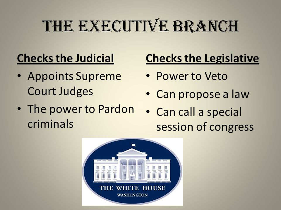 The Executive Branch Checks the Judicial Appoints Supreme Court Judges
