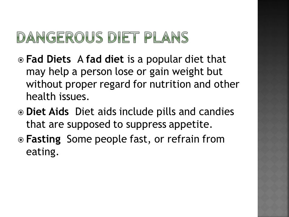 Dangerous diet plans