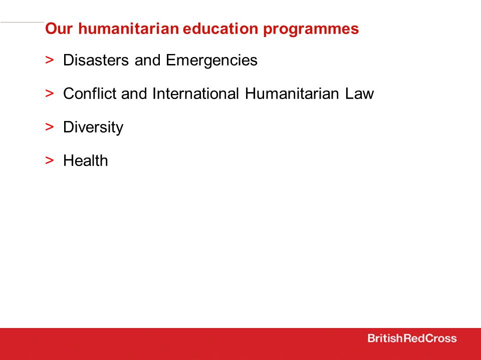 Our humanitarian education programmes