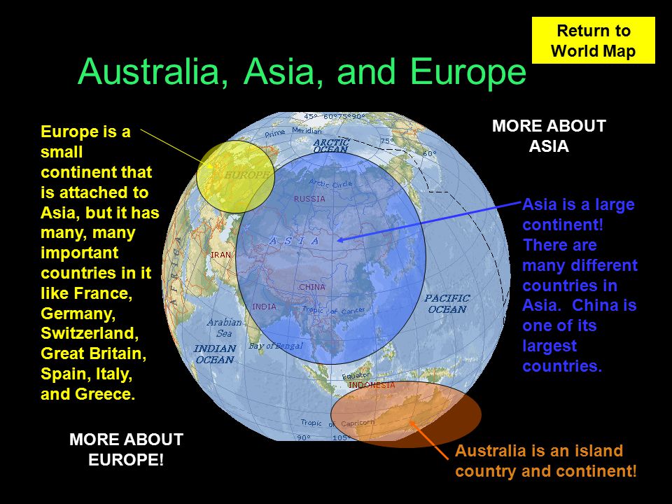 Australia, Asia, and Europe