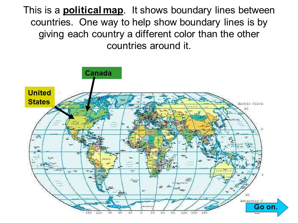 This is a political map. It shows boundary lines between countries