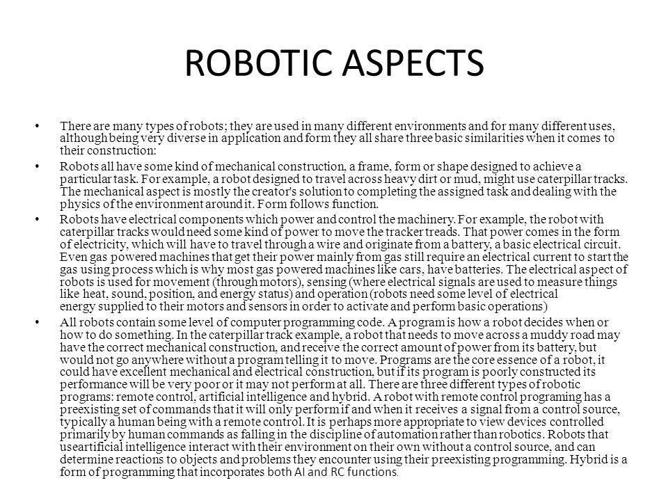 ROBOTIC ASPECTS
