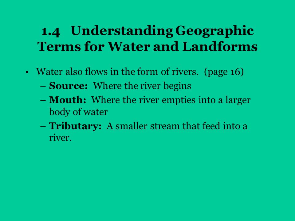 1.4 Understanding Geographic Terms for Water and Landforms