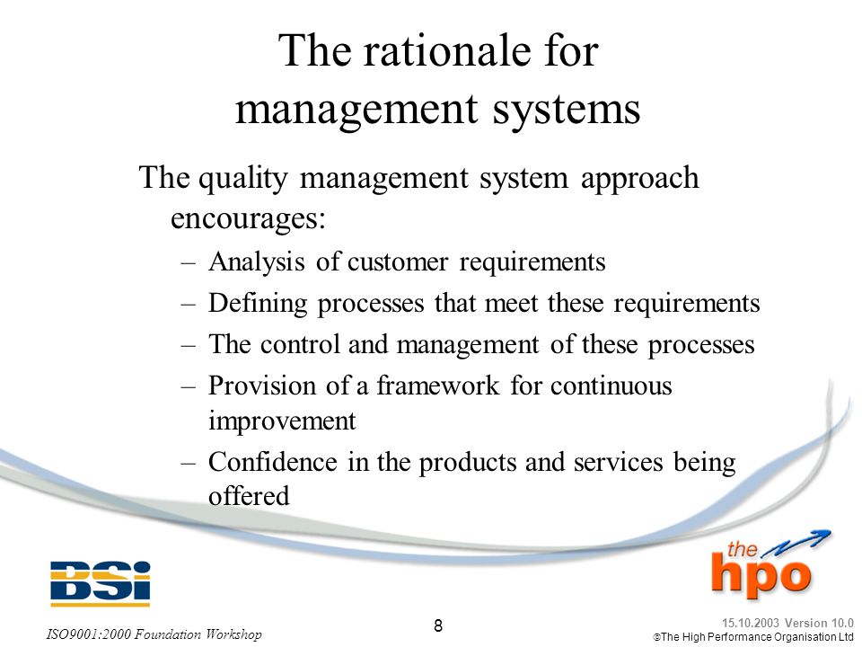 The rationale for management systems