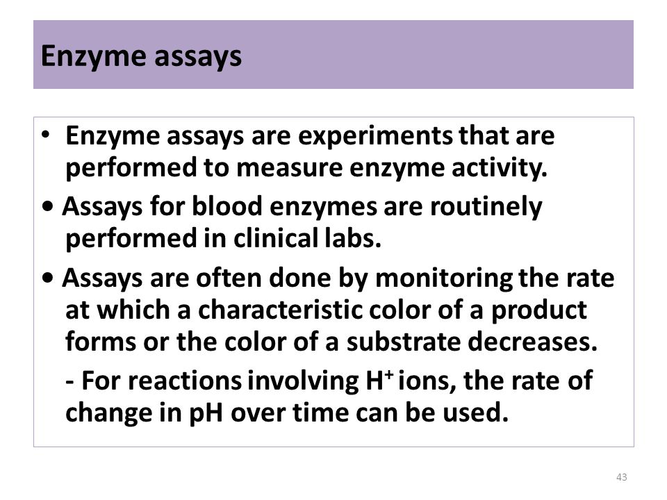 Enzyme assays Enzyme assays are experiments that are performed to measure enzyme activity.