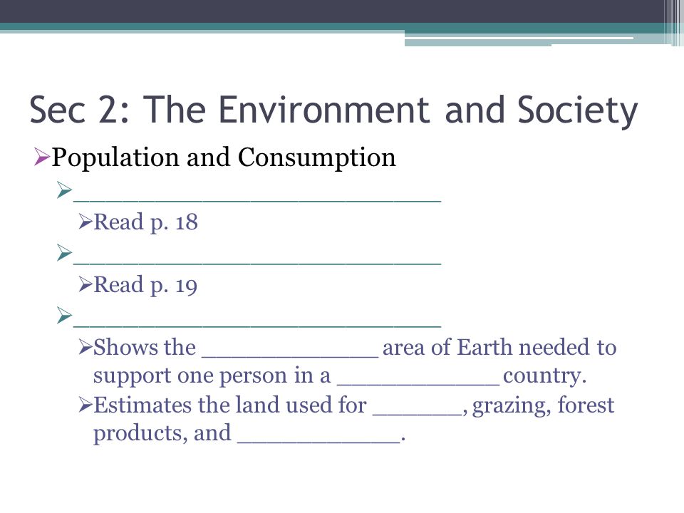 Sec 2: The Environment and Society