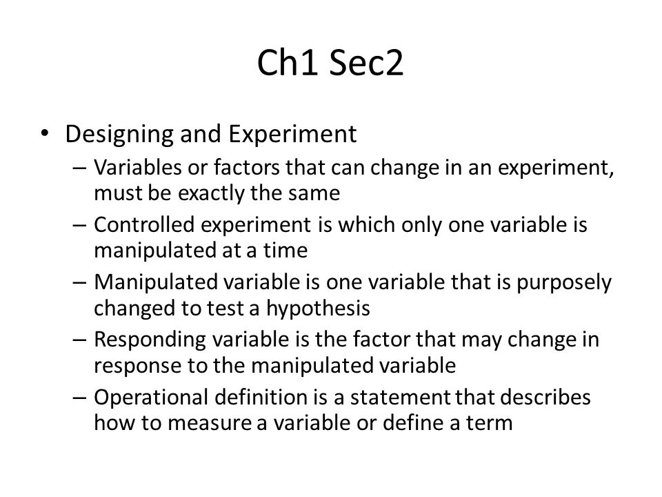 Ch1 Sec2 Designing and Experiment