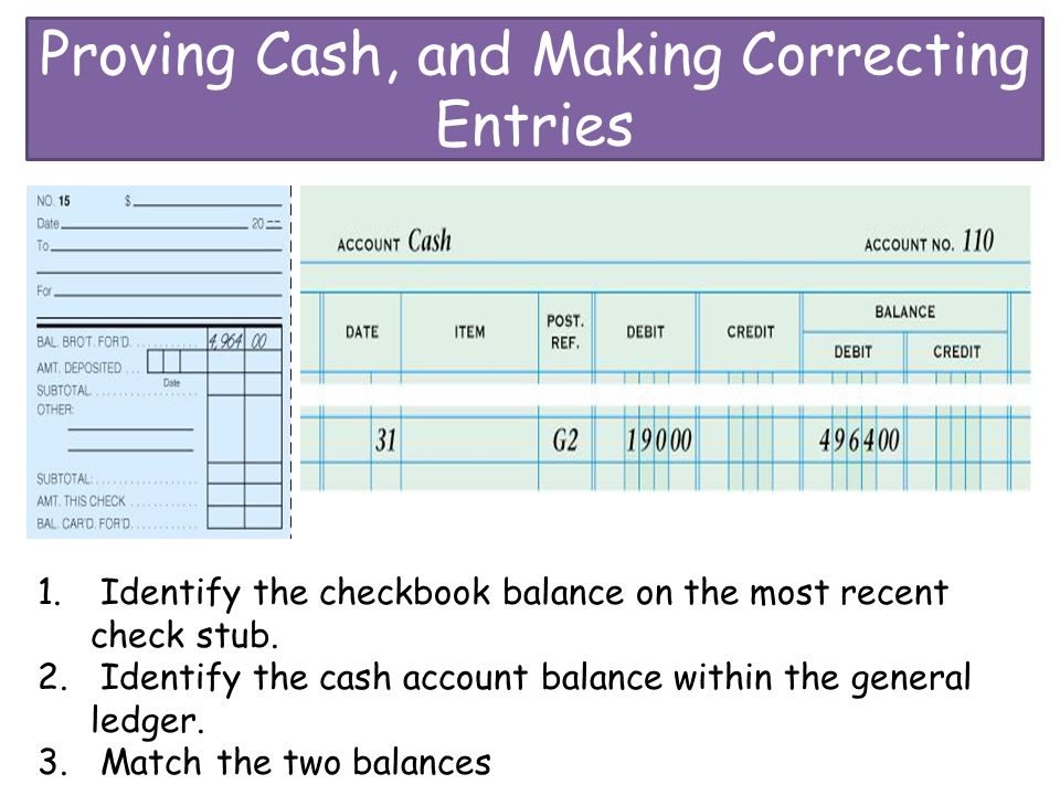 Proving Cash, and Making Correcting Entries