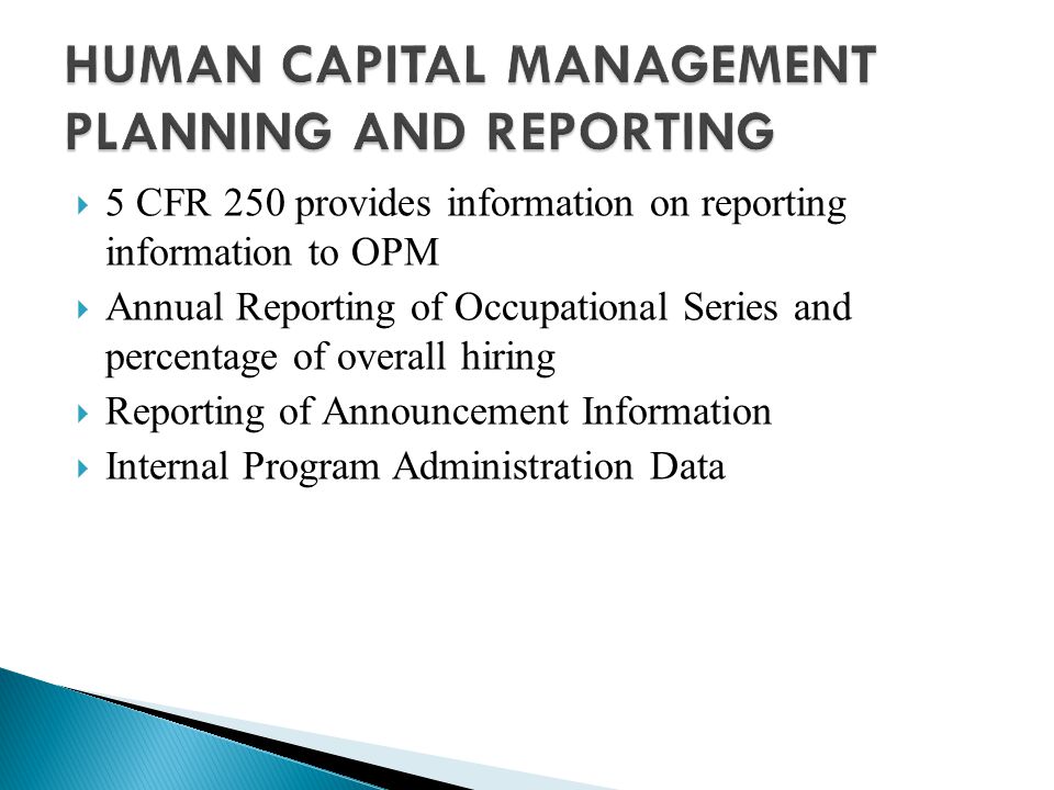 HUMAN CAPITAL MANAGEMENT PLANNING AND REPORTING