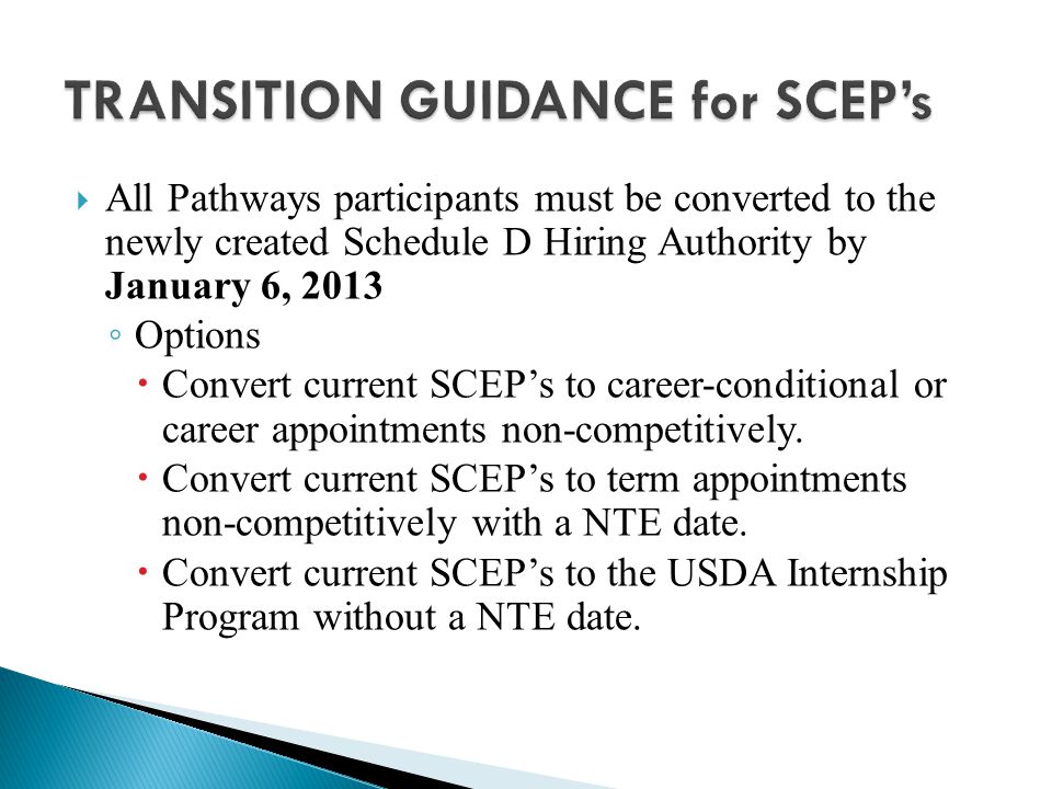 TRANSITION GUIDANCE for SCEP’s