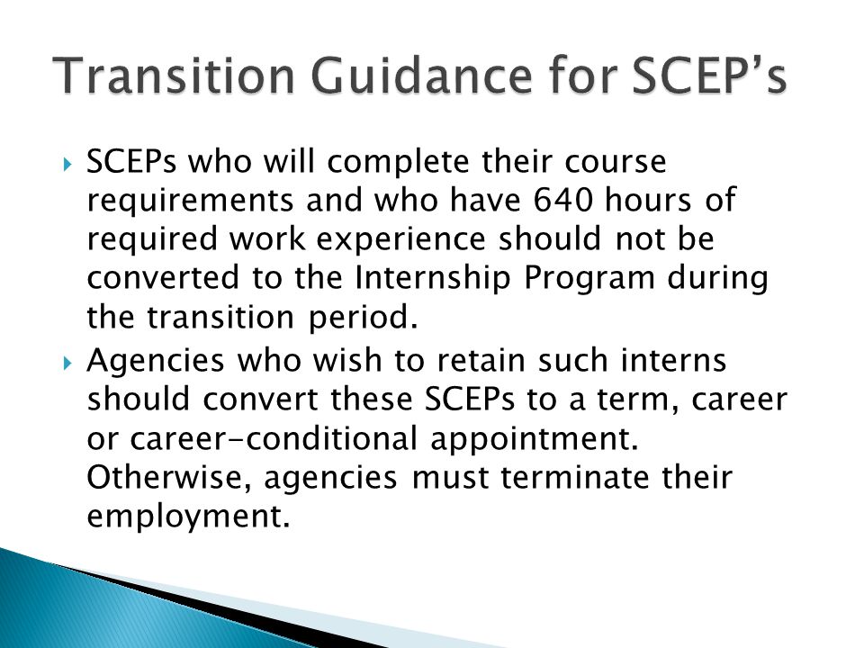 Transition Guidance for SCEP’s