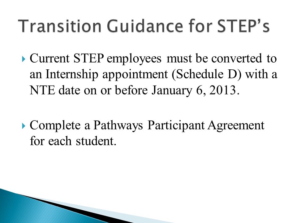 Transition Guidance for STEP’s