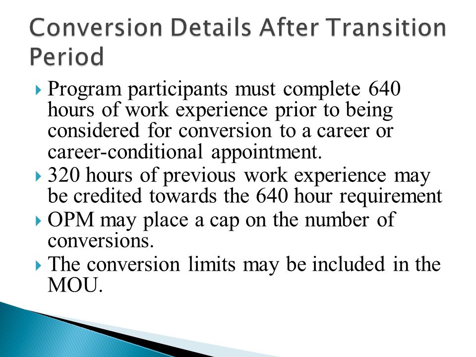 Conversion Details After Transition Period