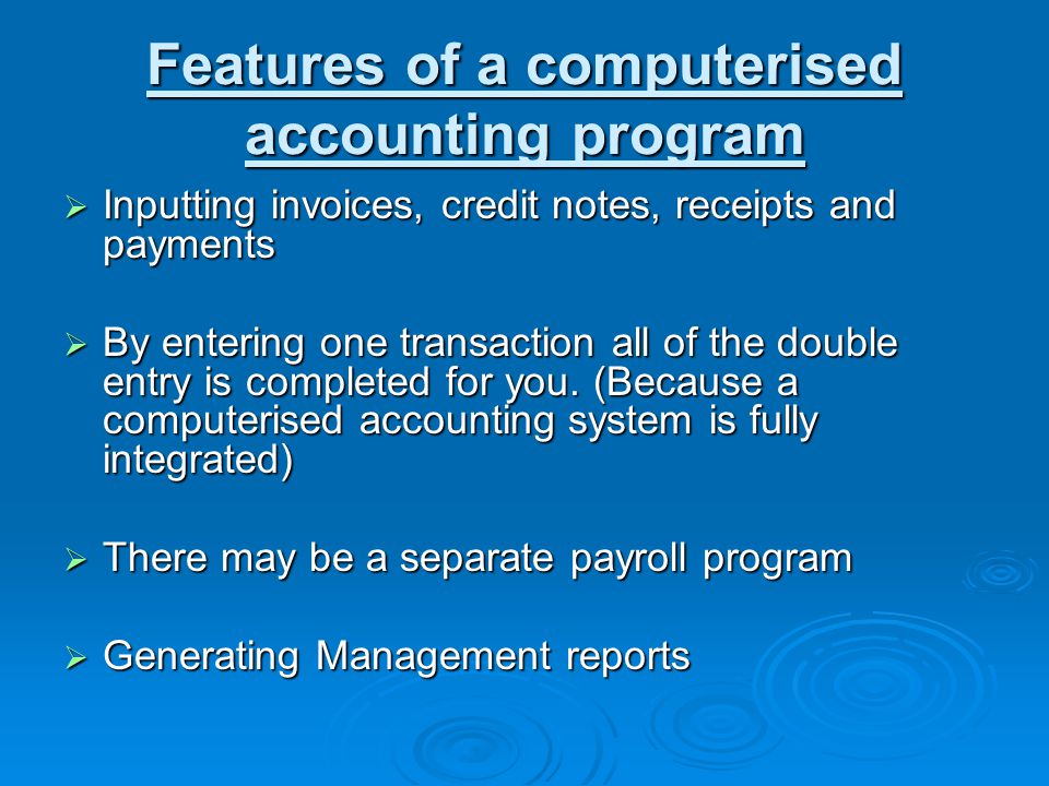 objectives of computerised accounting system