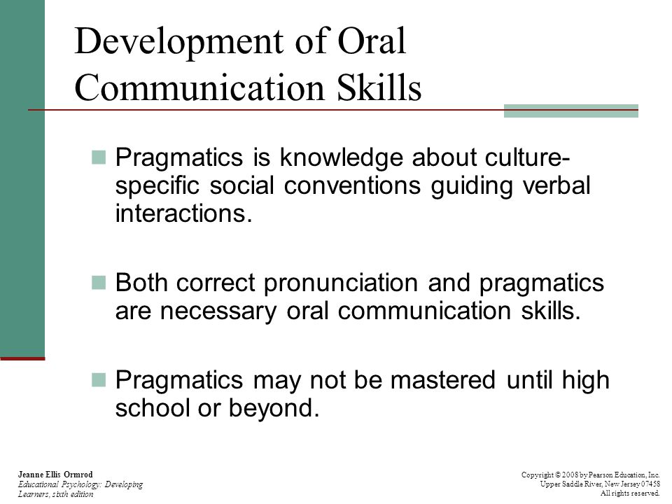 Development of Oral Communication Skills