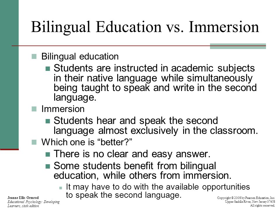 Bilingual Education vs. Immersion