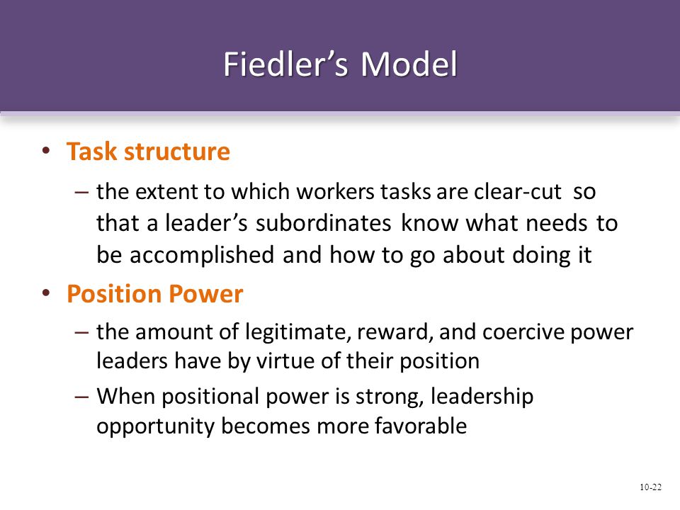 Fiedler’s Model Task structure Position Power
