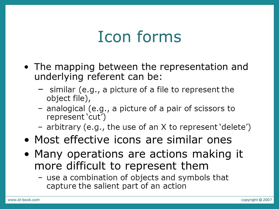 Icon forms Most effective icons are similar ones