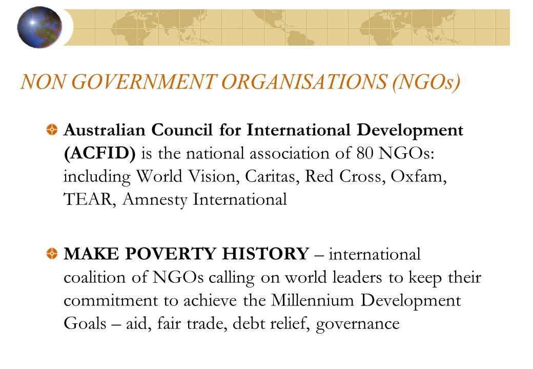 NON GOVERNMENT ORGANISATIONS (NGOs)