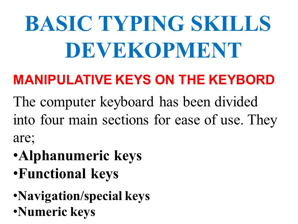 manipulative keys on the computer keyboard