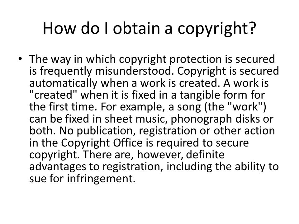 How do I obtain a copyright