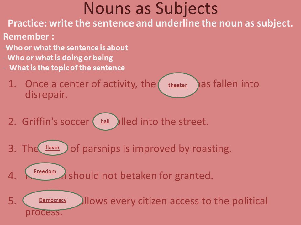 Jobs of Nouns Because nouns name many things, nouns have different jobs in  sentences. - ppt download