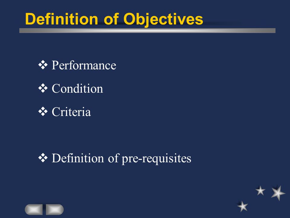 Definition of Objectives