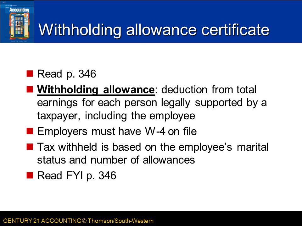 Withholding allowance certificate