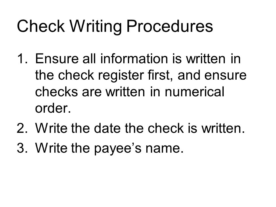 Check Writing Procedures