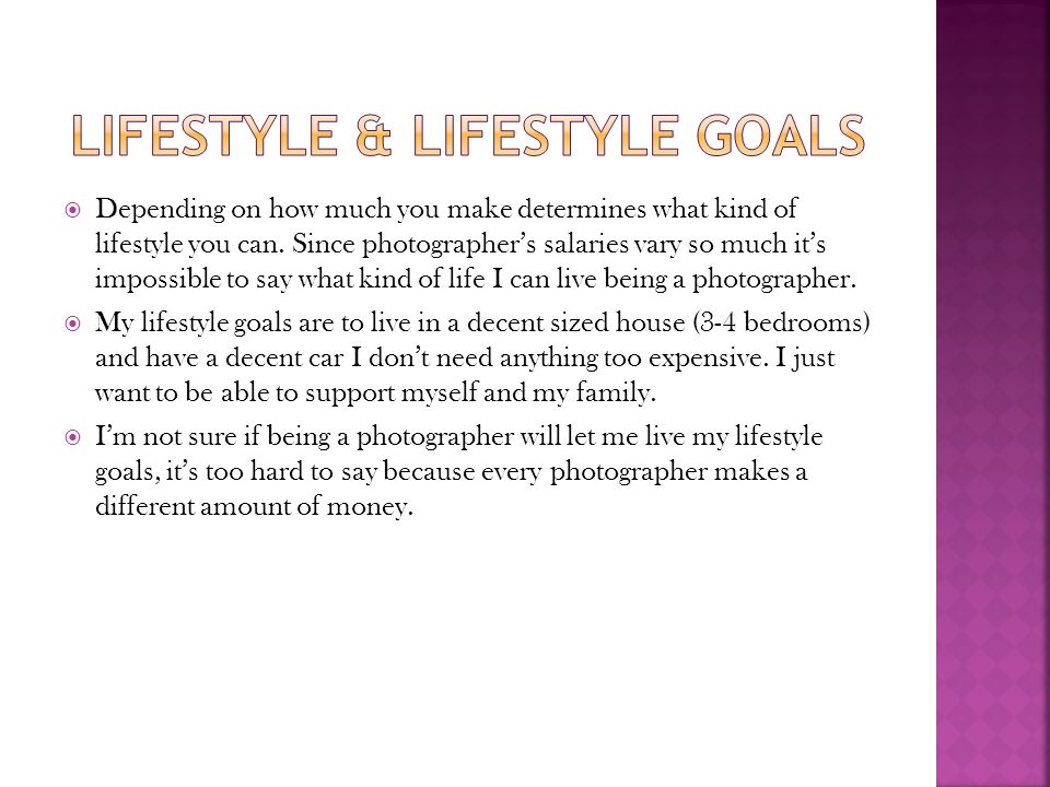 Lifestyle & lifestyle goals