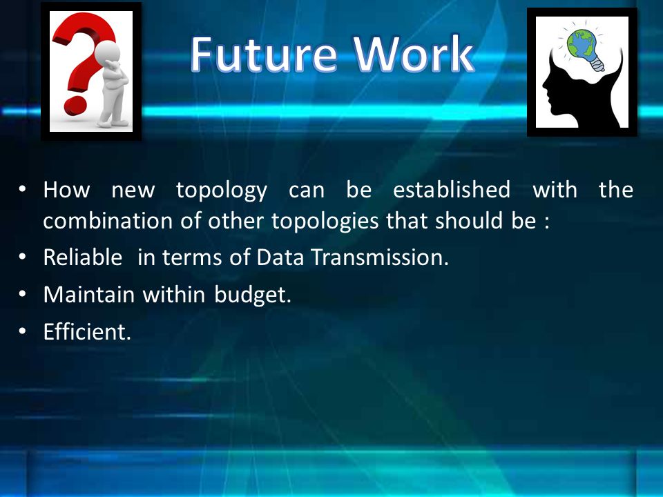 Future Work How new topology can be established with the combination of other topologies that should be :
