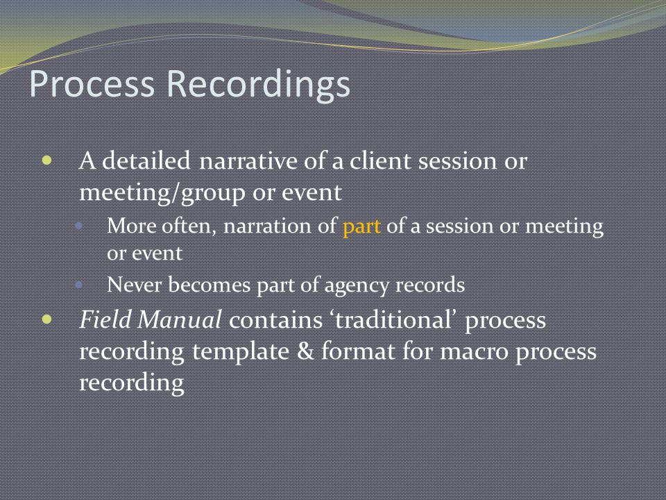 process recording example social work group