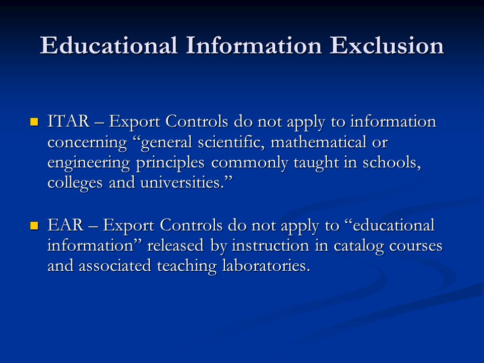 Educational Information Exclusion