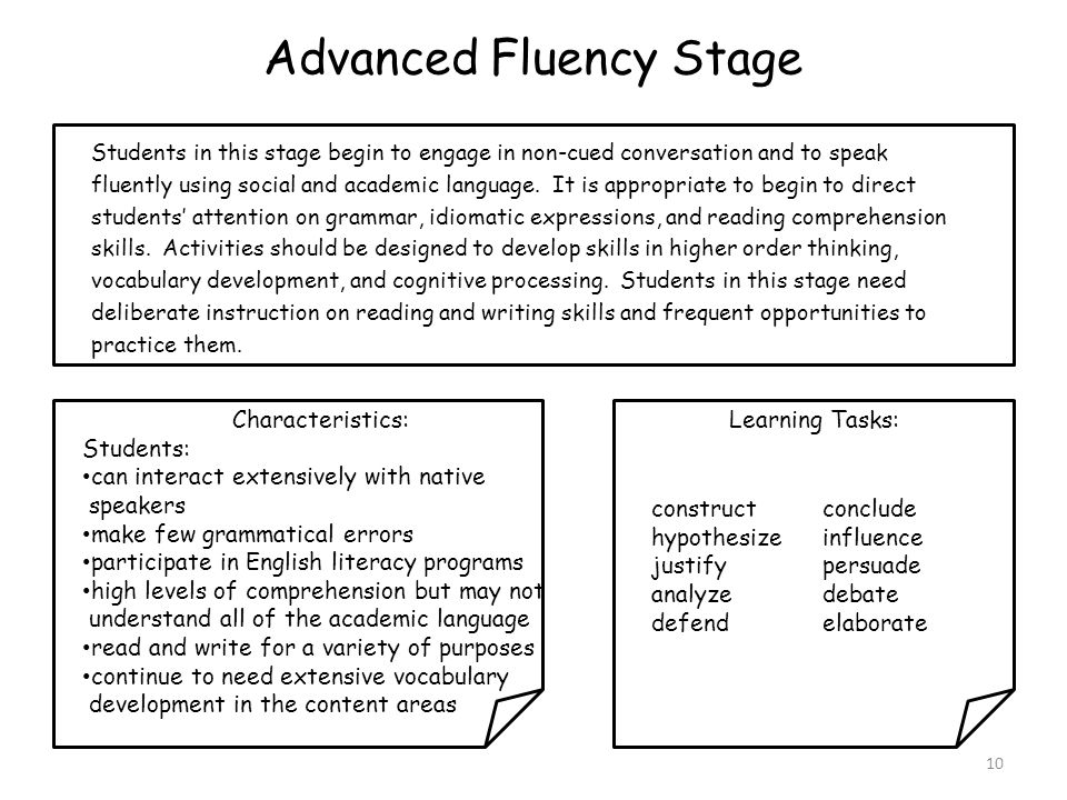 Advanced Fluency Stage