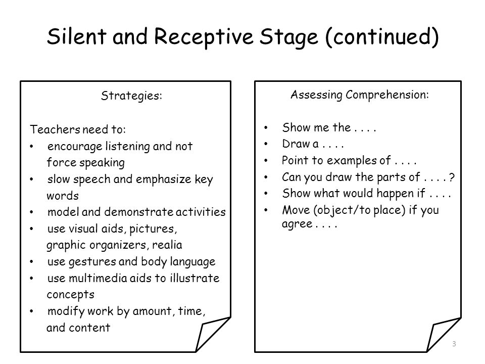 Silent and Receptive Stage (continued)
