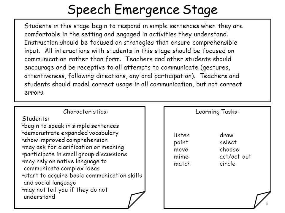 Speech Emergence Stage