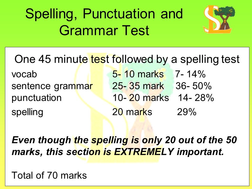 Spelling, Punctuation and Grammar Test
